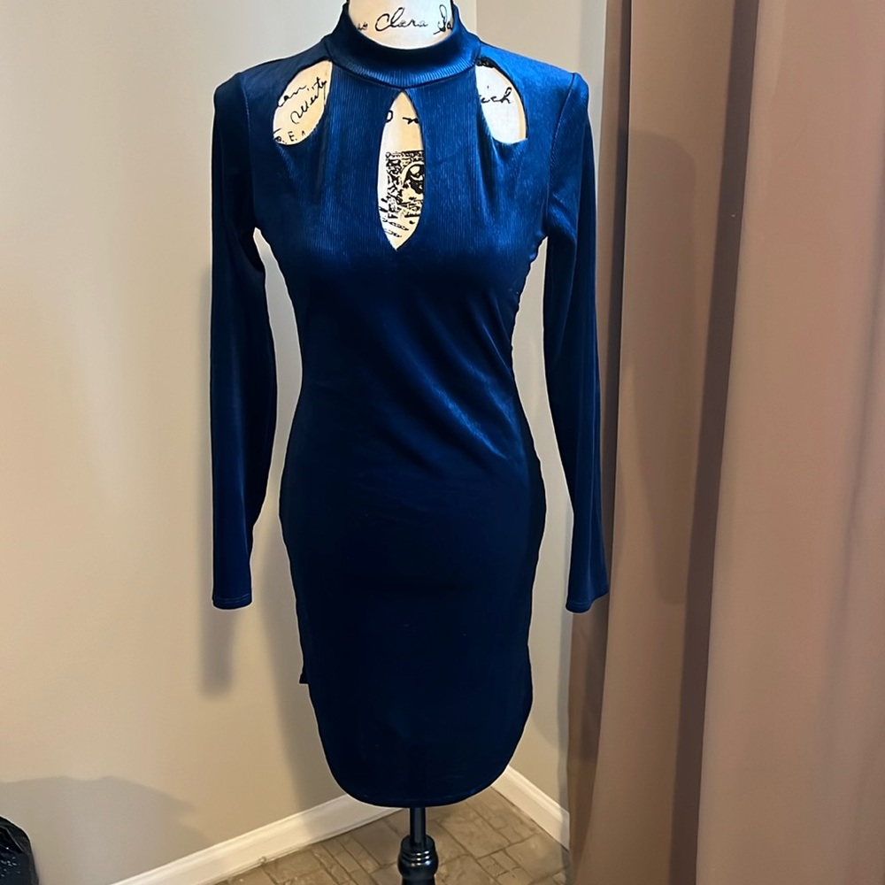 Blue corduroy material dress Large